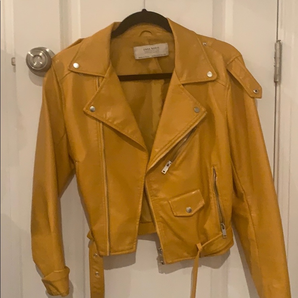 Zara Yellow Faux Leather Jacket